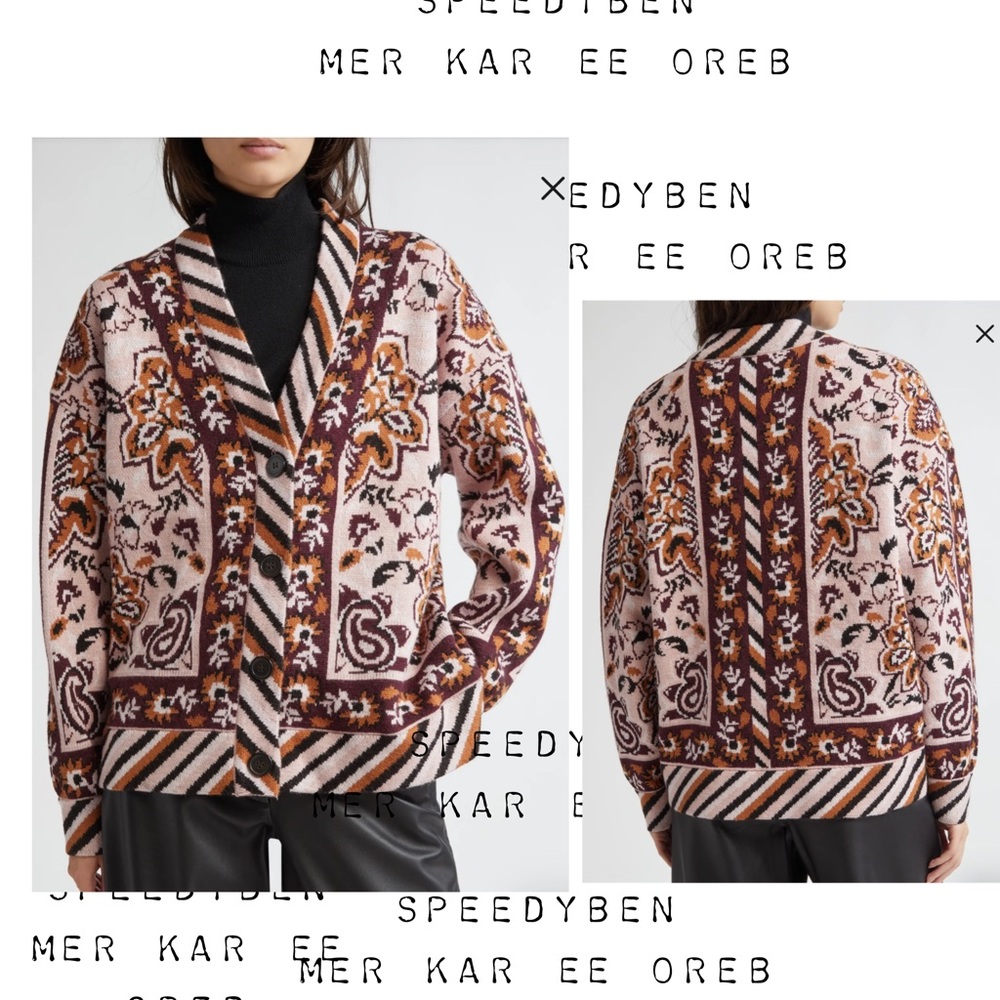Farm Rio Glam Tapestry Jacquard Cardigan Small - Picture 4 of 13